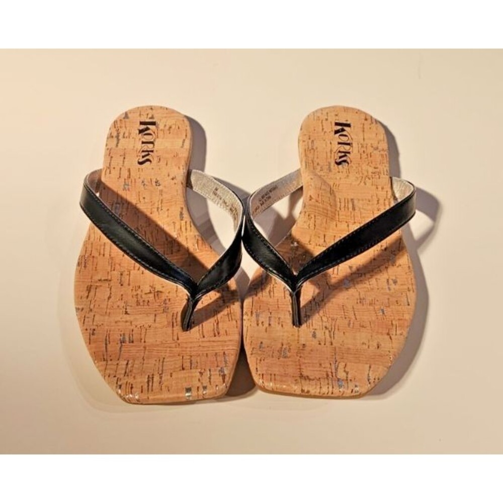 NEW Womens Korks Winnie Black and Cork Sandal Size 8
